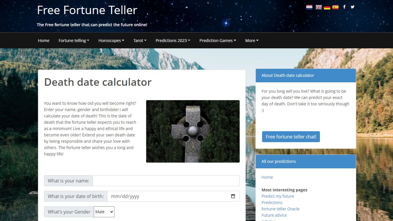 Death date calculator - Free Fortune Teller